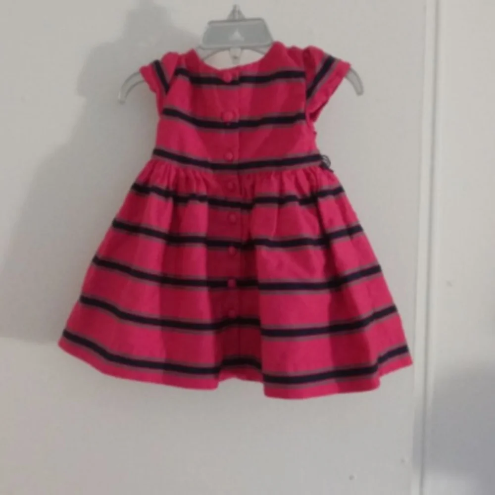 Ralph Lauren Girls Baby Cotton Striped Dress Sz 9M
